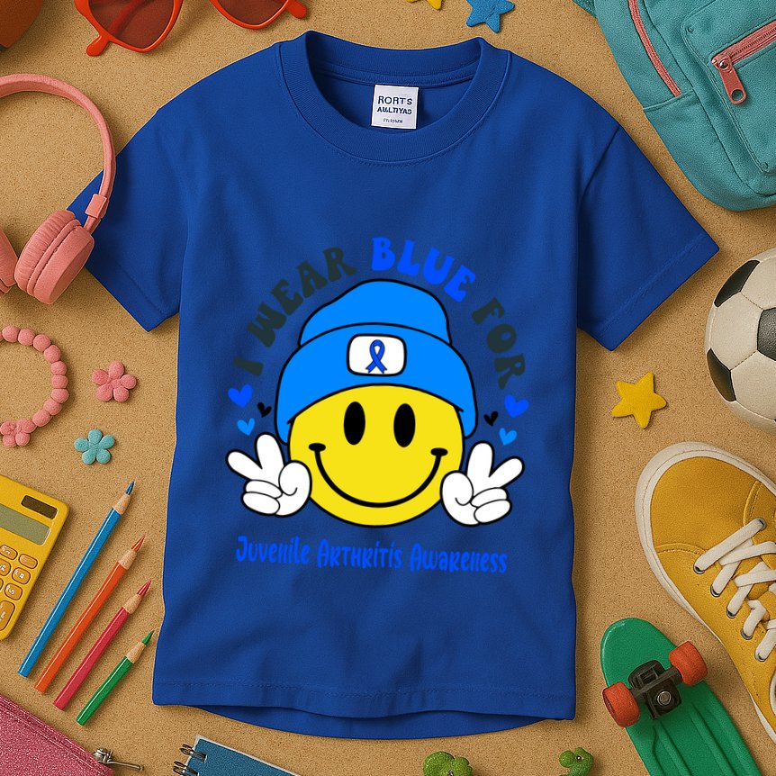 I Wear Blue For Juvenile Arthritis Awareness Funny Gift Kids T-Shirt