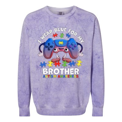 I Wear Blue For My Brother gamer autism support Colorblast Crewneck Sweatshirt