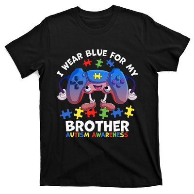 I Wear Blue For My Brother gamer autism support T-Shirt