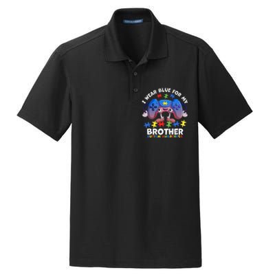 I Wear Blue For My Brother gamer autism support Dry Zone Grid Polo