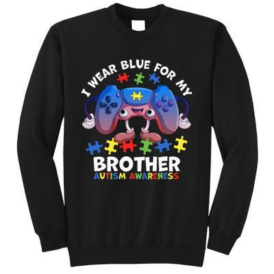 I Wear Blue For My Brother gamer autism support Tall Sweatshirt