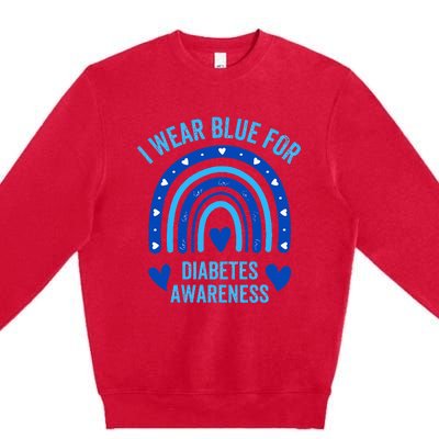 I Wear Blue For Diabetes Awareness Type One Diabetes TD1 Premium Crewneck Sweatshirt