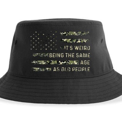 Its Weird Being The Same Age As Old People American Flag Sustainable Bucket Hat