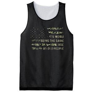 Its Weird Being The Same Age As Old People American Flag Mesh Reversible Basketball Jersey Tank