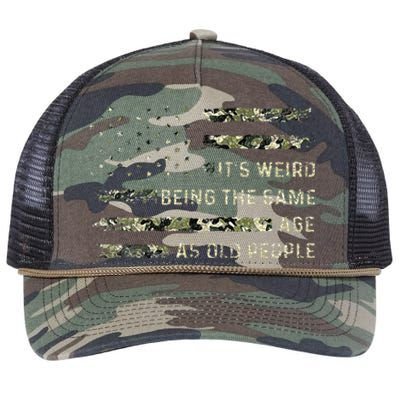 Its Weird Being The Same Age As Old People American Flag Retro Rope Trucker Hat Cap