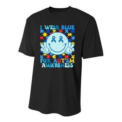 I Wear Blue For Autism Awareness Month Youth Performance Sprint T-Shirt