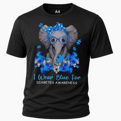 I Wear Blue For Diabetes Awareness Elephant Warrior Performance Shirt