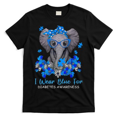 I Wear Blue For Diabetes Awareness Elephant Warrior T-Shirt