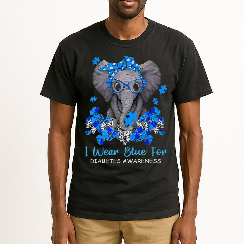 I Wear Blue For Diabetes Awareness Elephant Warrior Tall T-Shirt