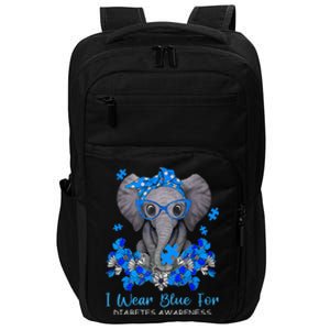 I Wear Blue For Diabetes Awareness Elephant Warrior Impact Tech Backpack