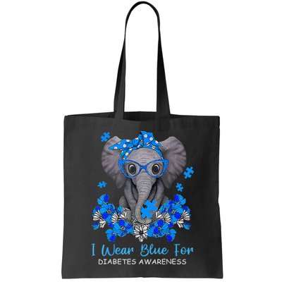 I Wear Blue For Diabetes Awareness Elephant Warrior Bag
