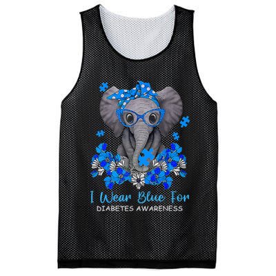 I Wear Blue For Diabetes Awareness Elephant Warrior Mesh Reversible Basketball Jersey Tank