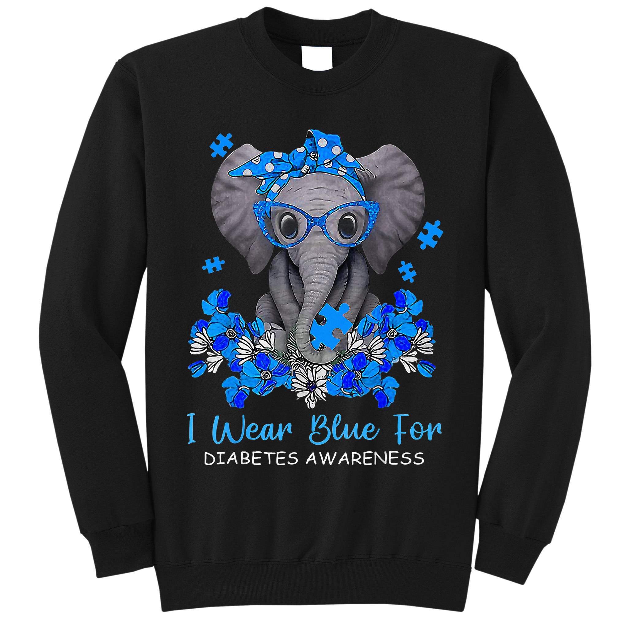 I Wear Blue For Diabetes Awareness Elephant Warrior Tall Sweatshirt