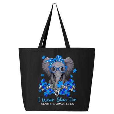 I Wear Blue For Diabetes Awareness Elephant Warrior 25L Jumbo Tote