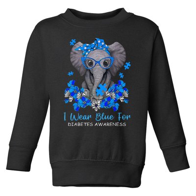 I Wear Blue For Diabetes Awareness Elephant Warrior Toddler Sweatshirt