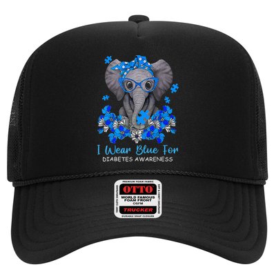 I Wear Blue For Diabetes Awareness Elephant Warrior Trucker Hat