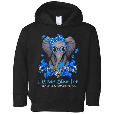 I Wear Blue For Diabetes Awareness Elephant Warrior Toddler Hoodie