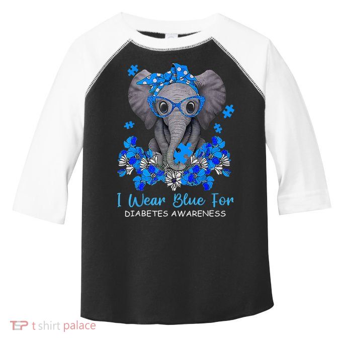 I Wear Blue For Diabetes Awareness Elephant Warrior Toddler Fine Jersey T-Shirt