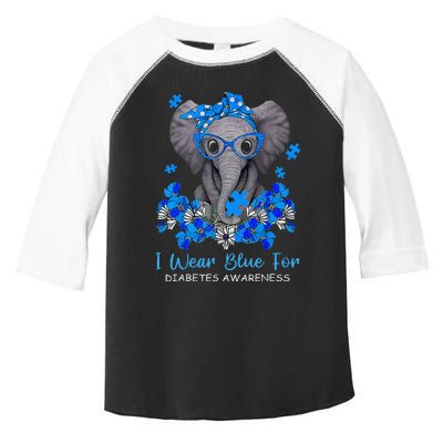 I Wear Blue For Diabetes Awareness Elephant Warrior Toddler Fine Jersey T-Shirt