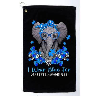I Wear Blue For Diabetes Awareness Elephant Warrior Golf Towel