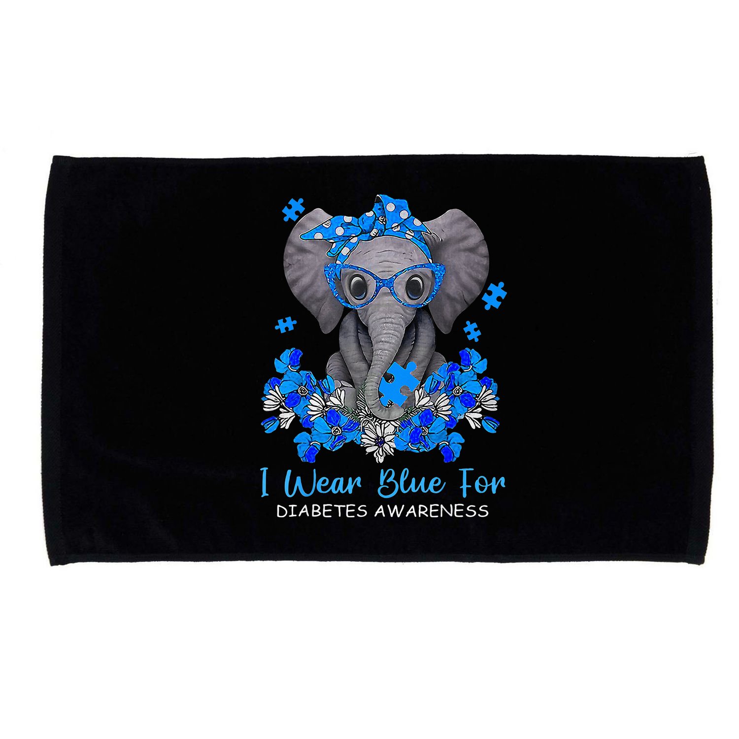 I Wear Blue For Diabetes Awareness Elephant Warrior Microfiber Hand Towel