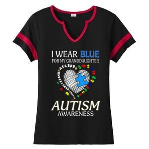 I Wear Blue For My Granddaughter Autism support Ladies Halftime Notch Neck Tee