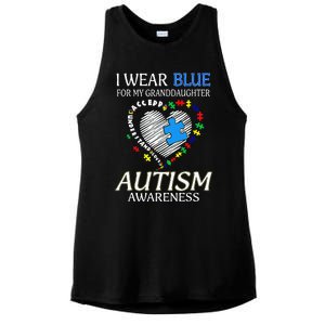 I Wear Blue For My Granddaughter Autism support Ladies PosiCharge Tri-Blend Wicking Tank