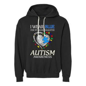 I Wear Blue For My Granddaughter Autism support Garment-Dyed Fleece Hoodie