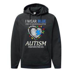 I Wear Blue For My Granddaughter Autism support Performance Fleece Hoodie