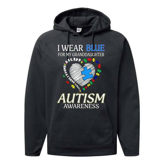 I Wear Blue For My Granddaughter Autism support Performance Fleece Hoodie