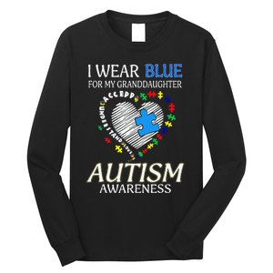 I Wear Blue For My Granddaughter Autism support Long Sleeve Shirt