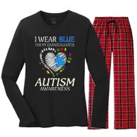 I Wear Blue For My Granddaughter Autism support Women's Long Sleeve Flannel Pajama Set 