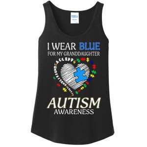 I Wear Blue For My Granddaughter Autism support Ladies Essential Tank