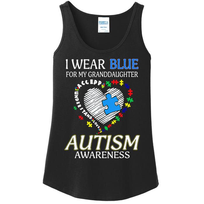 I Wear Blue For My Granddaughter Autism support Ladies Essential Tank