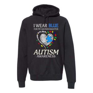 I Wear Blue For My Granddaughter Autism support Premium Hoodie