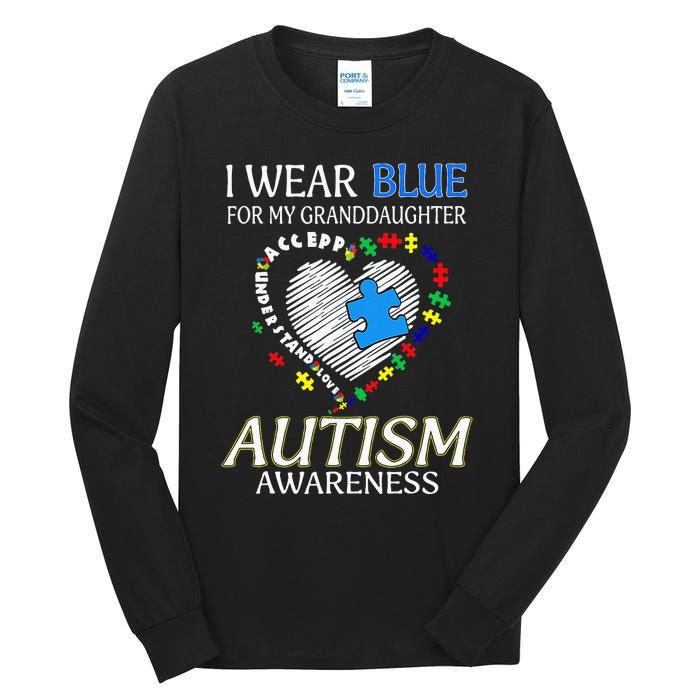 I Wear Blue For My Granddaughter Autism support Tall Long Sleeve T-Shirt