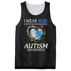 I Wear Blue For My Granddaughter Autism support Mesh Reversible Basketball Jersey Tank