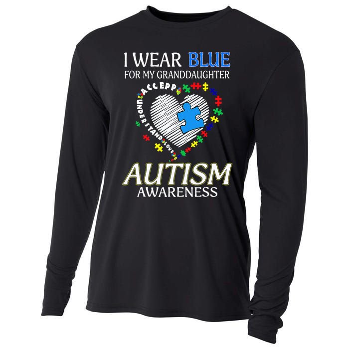 I Wear Blue For My Granddaughter Autism support Cooling Performance Long Sleeve Crew