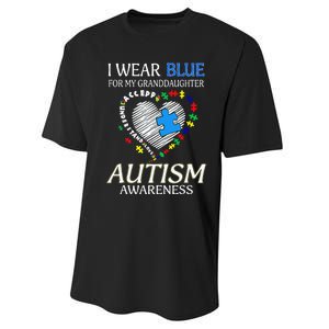 I Wear Blue For My Granddaughter Autism support Performance Sprint T-Shirt