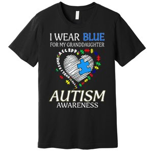 I Wear Blue For My Granddaughter Autism support Premium T-Shirt