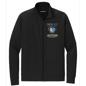 I Wear Blue For My Granddaughter Autism support Stretch Full-Zip Cadet Jacket