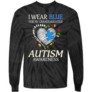 I Wear Blue For My Granddaughter Autism support Tie-Dye Long Sleeve Shirt