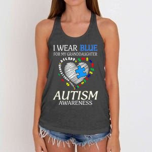 I Wear Blue For My Granddaughter Autism support Women's Knotted Racerback Tank