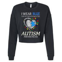 I Wear Blue For My Granddaughter Autism support Cropped Pullover Crew