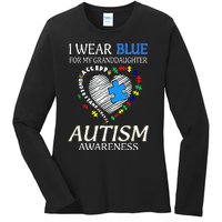 I Wear Blue For My Granddaughter Autism support Ladies Long Sleeve Shirt