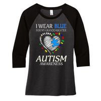 I Wear Blue For My Granddaughter Autism support Women's Tri-Blend 3/4-Sleeve Raglan Shirt