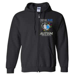 I Wear Blue For My Granddaughter Autism support Full Zip Hoodie