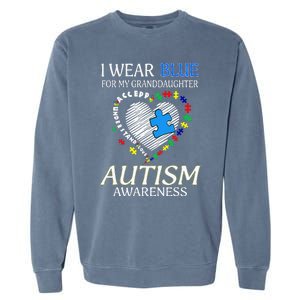 I Wear Blue For My Granddaughter Autism support Garment-Dyed Sweatshirt