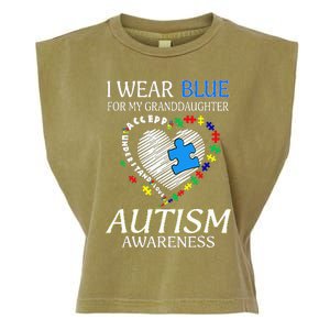 I Wear Blue For My Granddaughter Autism support Garment-Dyed Women's Muscle Tee