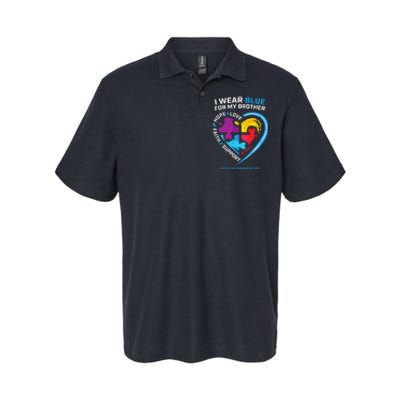 I Wear Blue For My Brother Autism Awareness Sister Softstyle Adult Sport Polo